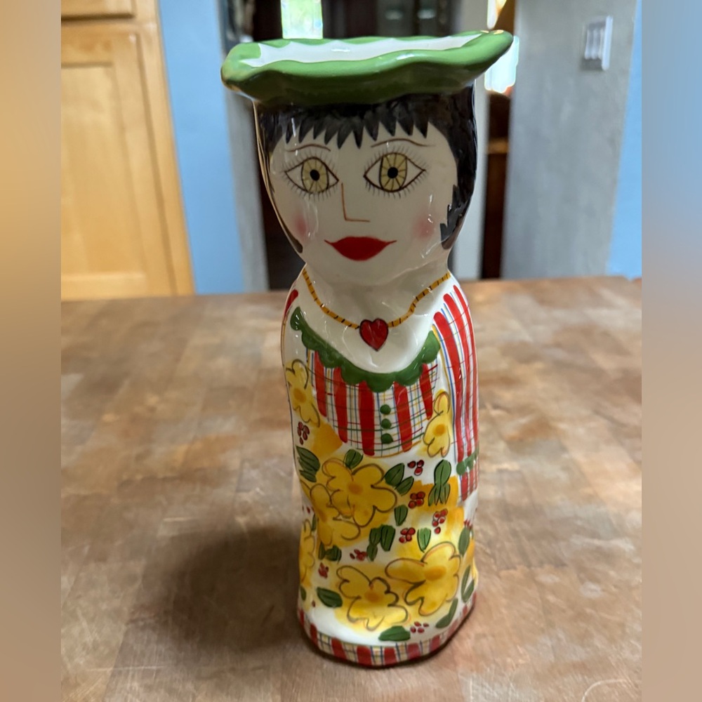 Bella Casa by GANZ Colorful Lady Ceramic Vase with Floral Design